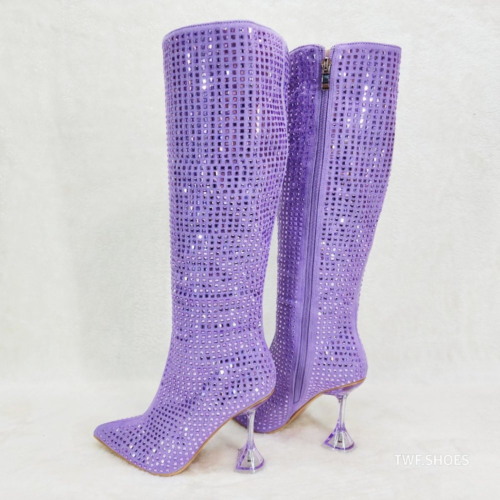 Women's Purple Rhinestone Boots - Picture 2 of 12